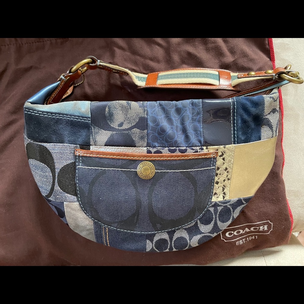 (Sold) Coach denim patchwork bag - Picture 4 of 5